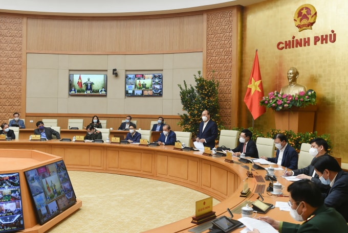 Toàn cảnh cuộc họp Thường trực Chính phủ với Ban Chỉ đạo quốc gia về phòng chống dịch COVID-19. (Ảnh VGP)