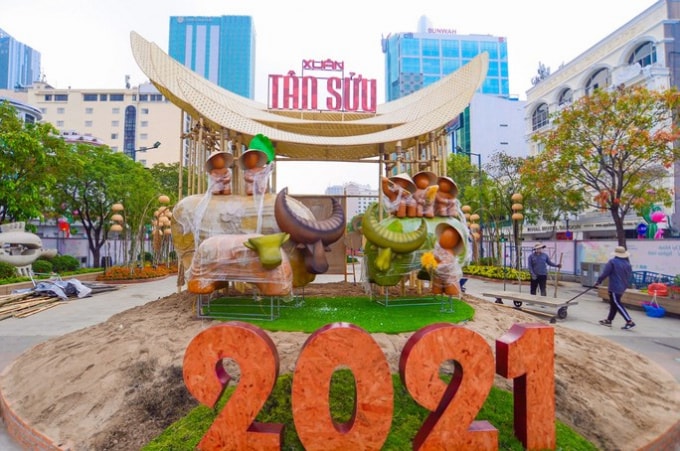 Đường hoa Nguyễn Huệ Tết Tân Sửu 2021. Ảnh: TL