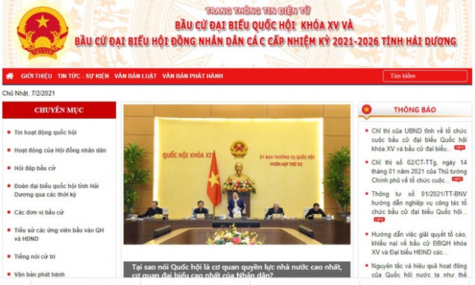 giao dien trang bau cu
