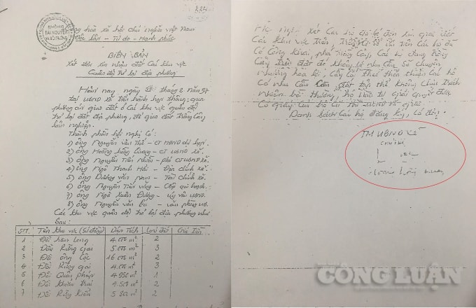 Một Biên bản có dấu hiệu giả mạo có chữ ký của ông Hoàng Hồng Quang.