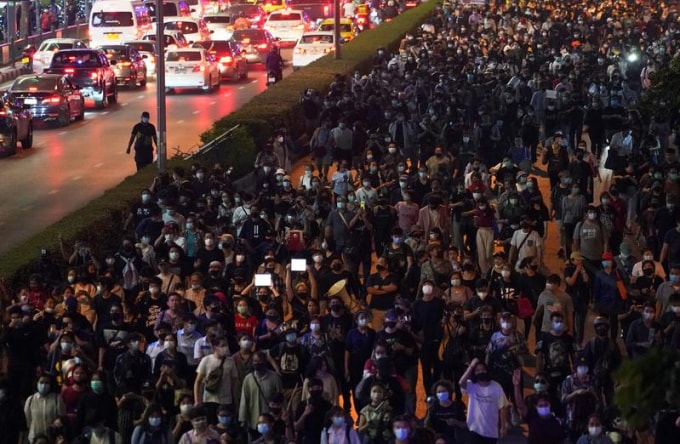 Biểu tình ở Thái Lan. Ảnh: Reuters