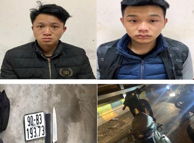 Hai đối tượng bị bắt giữ cùng tang vật.