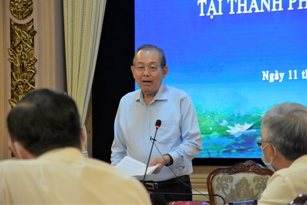 Phó Thủ tướng Thường trực Chính phủ Trương Hòa Bình phát biểu tại buổi làm việc. Ảnh: VGP