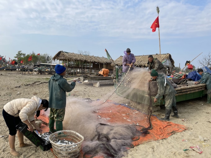 Theo quan niệm của ngư dân Hải Tiến, chọn ngày đẹp (ngày mùng 2 Tết) ra khơi để lấy may. Ảnh: Quang Duy