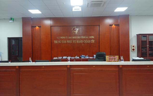 Trung tâm Phục vụ hành chính công của tỉnh Hải Dương tạm dừng hoạt động trong thời gian tỉnh này giãn cách xã hội. Ảnh: TL