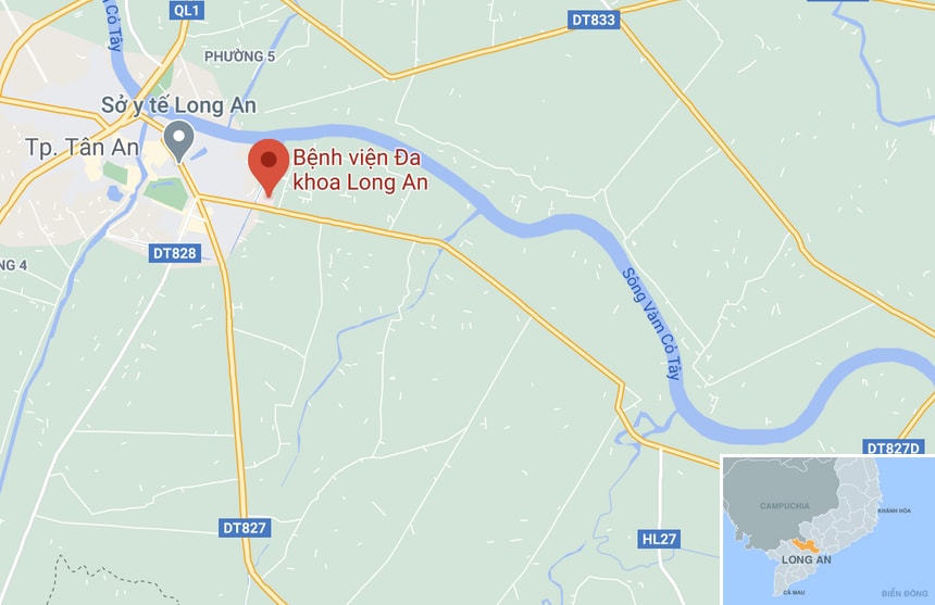 Vụ việc xảy ra tại Bệnh viện đa khoa Long An. Ảnh: Google Maps.