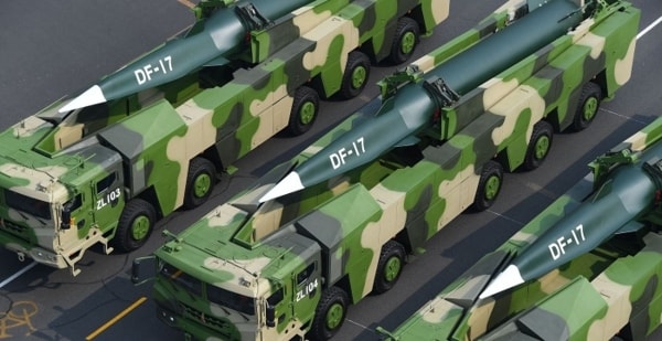 Tên lửa DF-17 tại Lễ duyệt binh kỷ niệm 70 năm Quốc khánh Trung Quốc, ngày 1/10/2019 tại Bắc Kinh. Nguồn: Xinhua