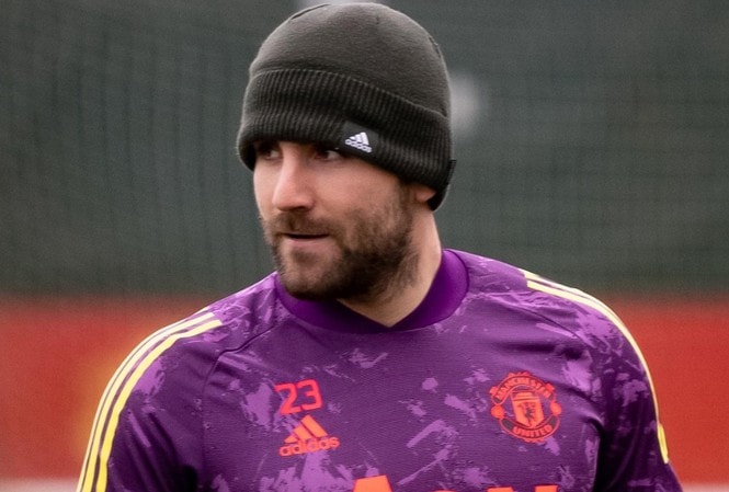 Luke Shaw ở buổi tập mới nhất của MU. Ảnh: internet