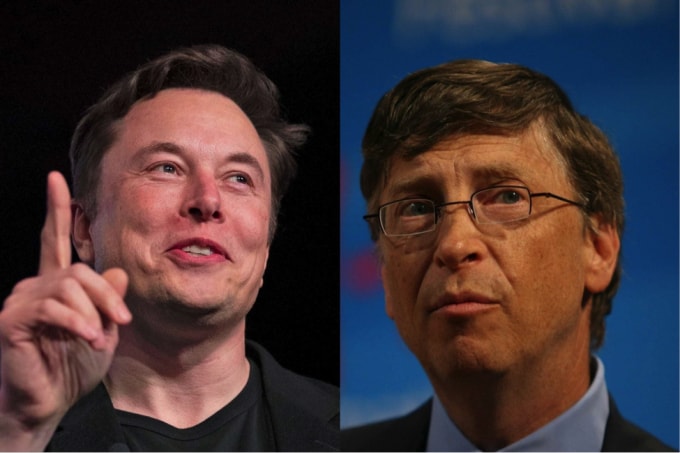 Tỷ phú Elon Musk (trái) và tỷ phú Bill Gates(phải). Ảnh: Getty
