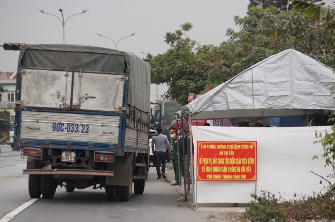 Chốt kiểm dịch xã Đại Bản, huyện An Dương, Hải Phòng. ẢNh: V.H