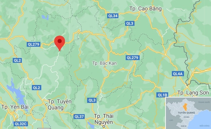 Tai nạn xảy ra trên quốc lộ 2C, đoạn qua xã Thanh Tương, huyện Na Hang, Tuyên Quang. Ảnh: Google Maps.