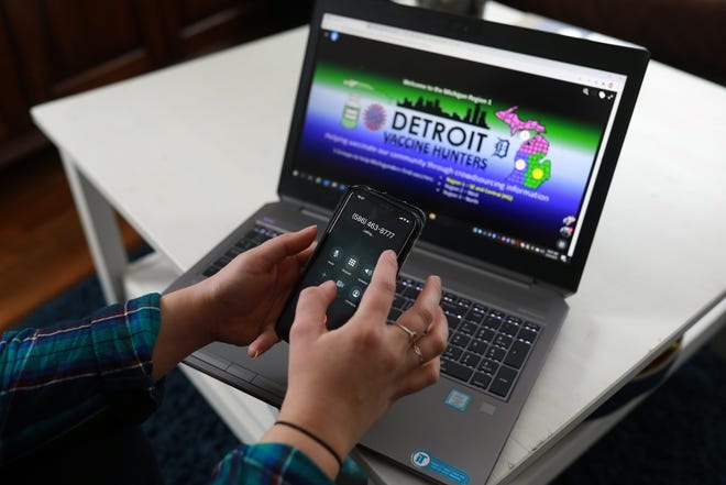 Trang web của một trong những nhóm săn lùng vắc xin COVID-19 tại Detroit, Michigan. Ảnh: USATODAY