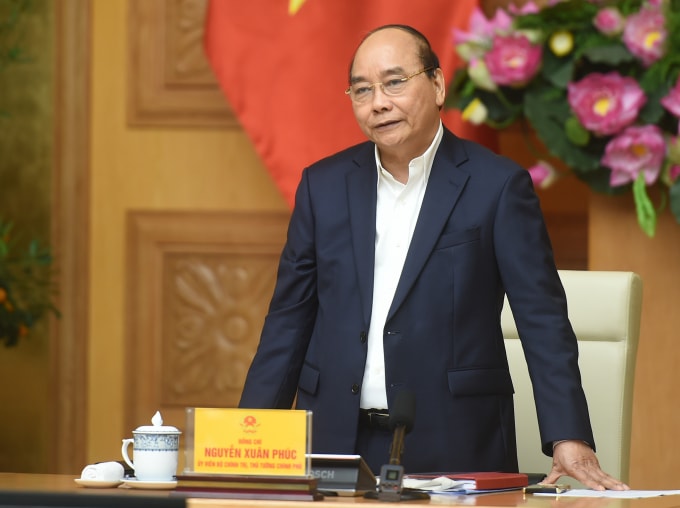 Thủ tướng Chính phủ Nguyễn Xuân Phúc phát biểu tại cuộc họp. (Ảnh VGP)