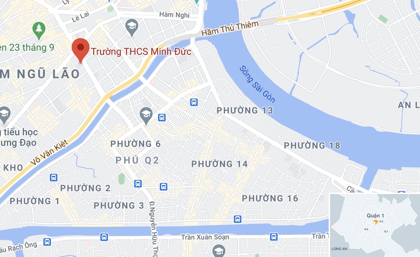 Vụ việc xảy ra ở trường THCS Minh Đức, quận 1. Ảnh: Google Maps.