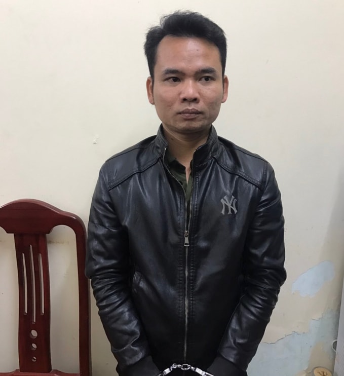 Đối tượng Hoàng Văn Dũng tại cơ quan công an (Ảnh CABG)