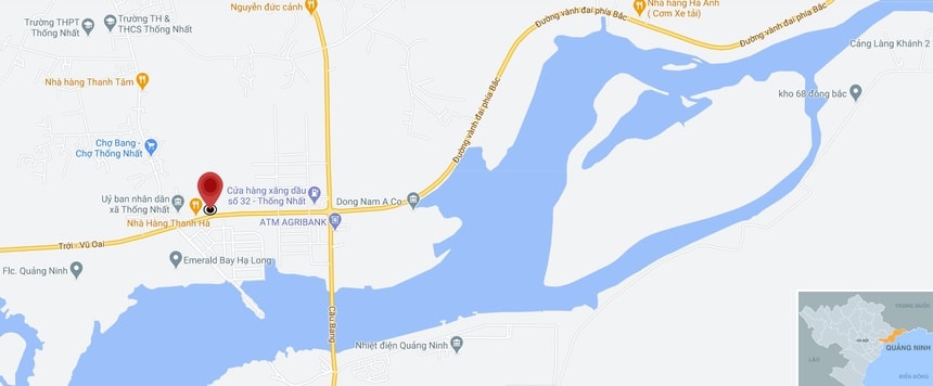 Vụ tai nạn xảy ra tại xã Thống Nhất, thành phố Hạ Long (chấm đỏ). Ảnh: Google Maps.