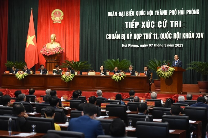 Quang cảnh buổi tiếp xúc cử tri của Đoàn ĐBQH thành phố Hải Phòng.