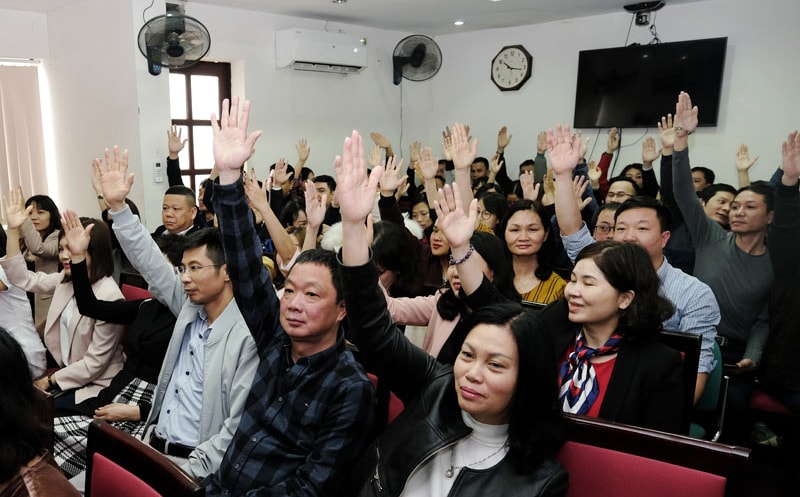 Cử tri báo Kinh tế & Đô thị nhất trí tuyệt đối giới thiệu ông Nguyễn Minh Đức - Tổng Biên tập báo Kinh tế & Đô thị ứng cử đại biểu HĐND TP khóa XVI, nhiệm kỳ 2021 - 2026. Ảnh: Phạm Hùng