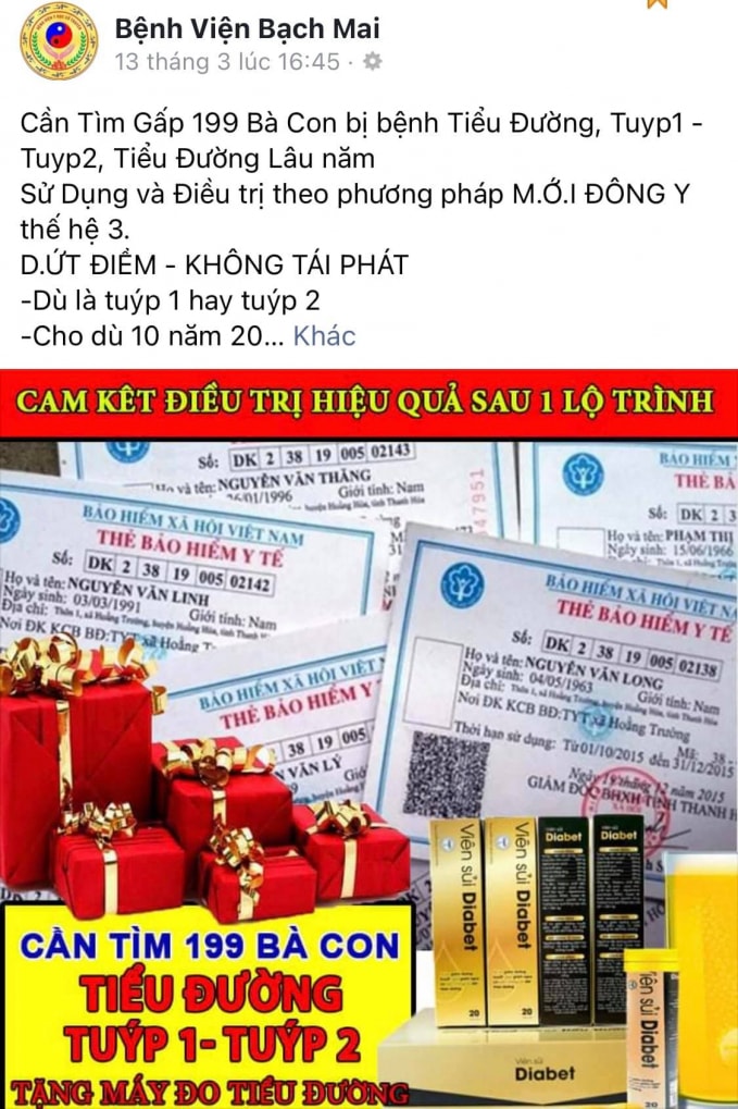 Hành vi mạo danh bệnh viện Bạch Mai cần thiết phải được nghiêm trị (ảnh TL).
