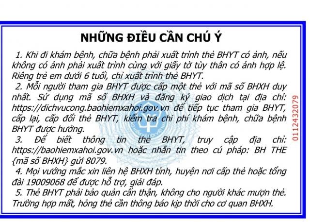 Mặt sau mẫu thẻ mới