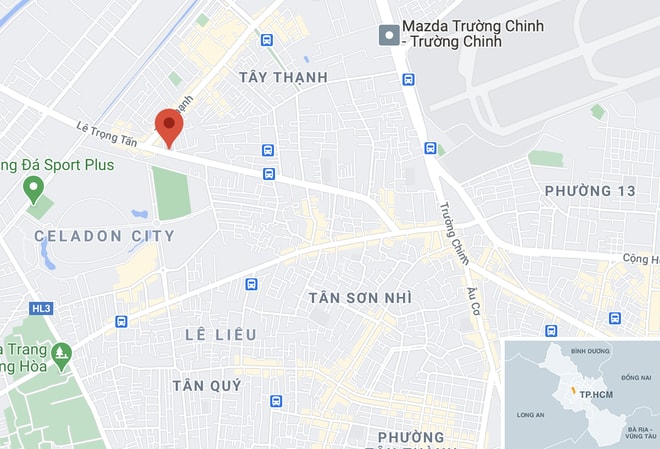 Vụ tai nạn xảy ra trên đường Lê Trọng Tấn, quận Tân Phú. Ảnh: Google Maps