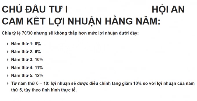 Một dự án tại Hội An cam kết lợi nhuận tới 12%/năm.