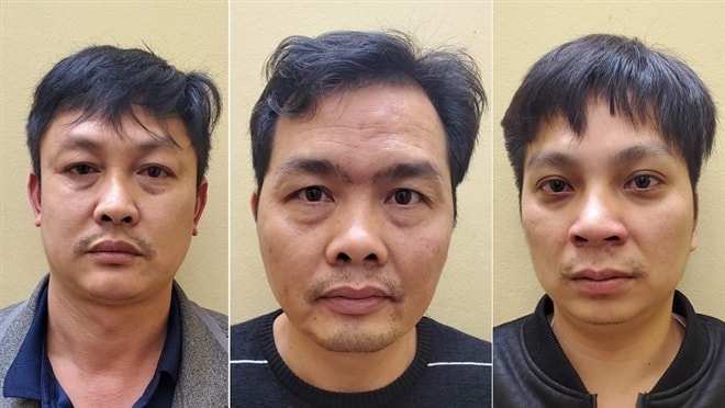 Phùng Văn Hùng, Nguyễn Ngọc Sơn, Dương Văn Nam (theo thứ tự từ trái qua phải). Ảnh: Công an cung cấp.
