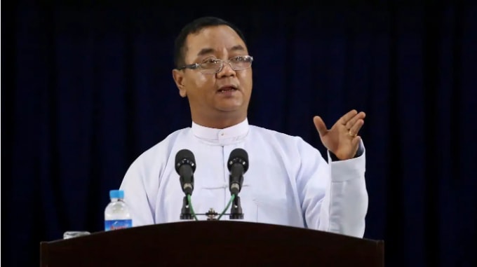 Người phát ngôn của chính quyền quân sự Myanmar Zaw Min Tun ngày 23/3 đổ lỗi cho người biểu tình về bạo lực và đốt phá, đồng thời cho biết chín thành viên của lực lượng an ninh đã bị giết. © Reuters