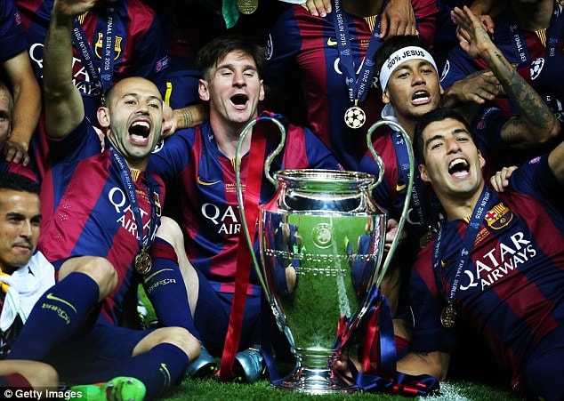 Siêu sao Messi (giữa) góp công lớn vào sự thành công của Barca. Ảnh: Getty Images