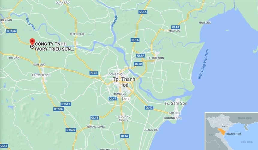 Hình ảnh vị trí công ty xảy ra cháy. Ảnh: Google Maps