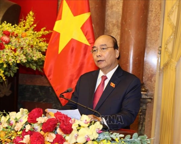 Chủ tịch nước Nguyễn Xuân Phúc phát biểu tại Lễ bàn giao. Ảnh: TTXVN