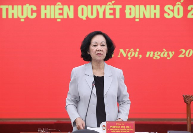 Bà Trương Thị Mai đã được Bộ Chính trị phân công làm Trưởng ban Tổ chức Trung ương.