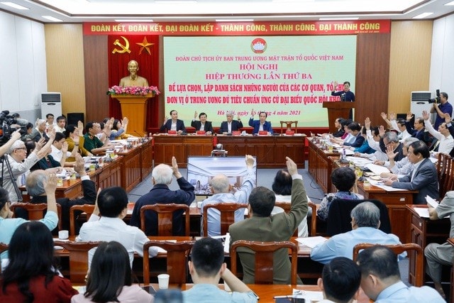 Tại Hội nghị hiệp thương lần 3 tổ chức sáng 16/4/2021. Ảnh:TL