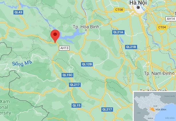Tai nạn xảy ra trên quốc lộ 6 đoạn qua huyện Mai Châu, Hòa Bình. Ảnh: Google Maps