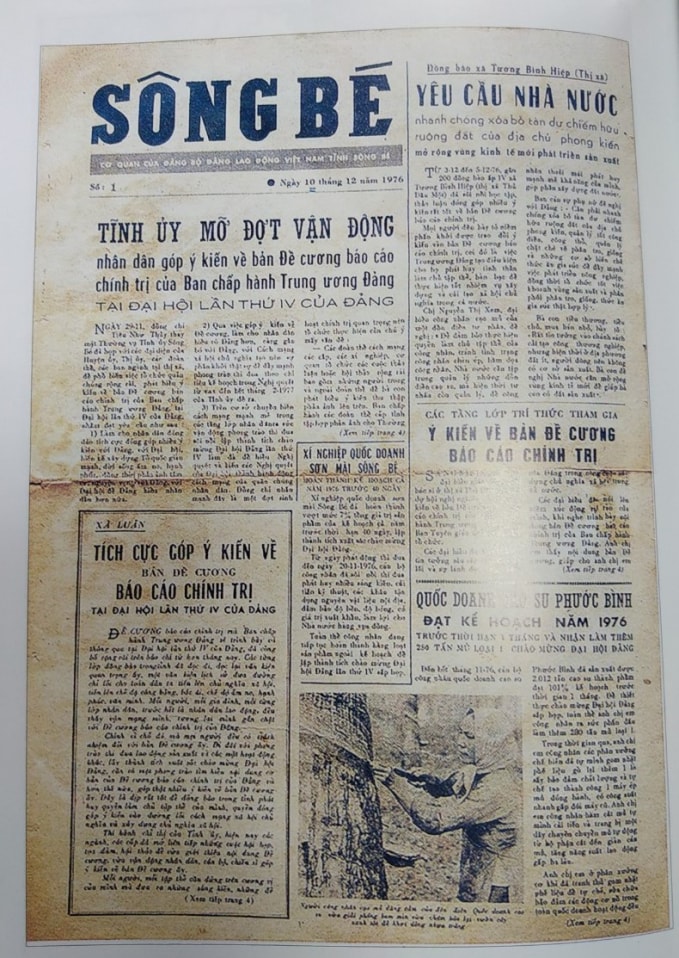 Báo Sông Bé, số 1, ra ngày 10 tháng 12 năm 1976