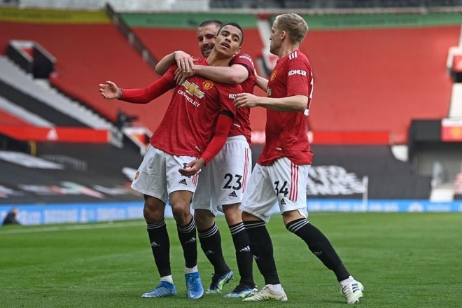 Greenwood có trận thứ 2 liên tiếp ghi bàn ấn định chiến thắng 3-1 cho MU. Ảnh: Getty