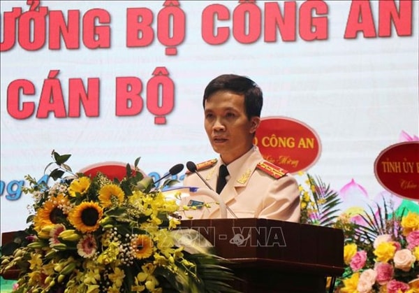 Đại tá Bùi Duy Hưng, Giám đốc Công an tỉnh Bắc Ninh phát biểu tại buổi lễ. Ảnh: TTXVN