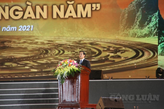 Đồng chí Phạm Quang Ngọc, Phó Bí thư Tỉnh ủy, Chủ tịch UBND tỉnh Ninh Bình phát biểu tại buổi lễ.