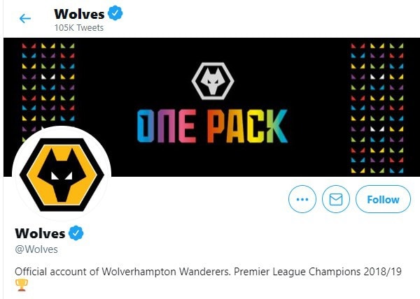 Wolves thay đổi phần giới thiệu đội bóng trên trang mạng xã hội chính thức của đội bóng. Ảnh: internet