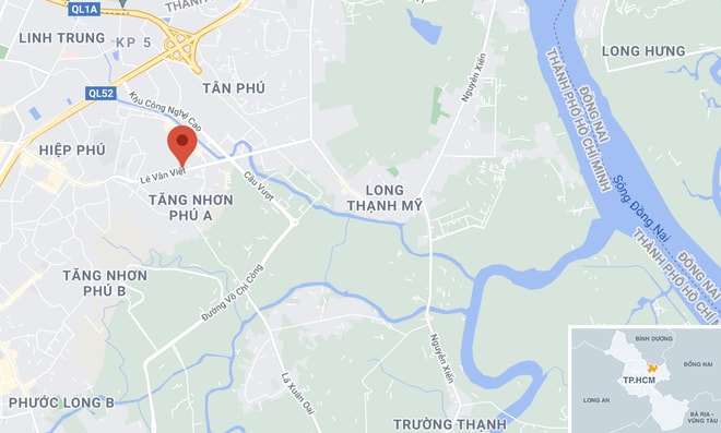 Tai nạn xảy ra trên đường Lê Văn Việt, TP. Thủ Đức. Ảnh: Google Maps