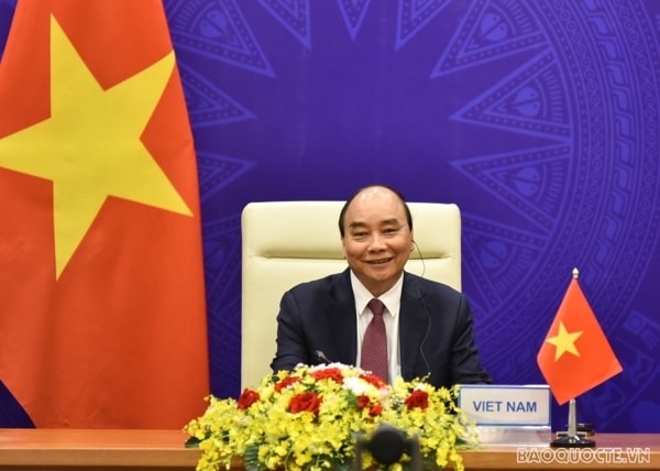 Chủ tịch nước Nguyễn Xuân Phúc dự hội nghị thượng đỉnh về khí hậu. Ảnh: baoquocte.vn
