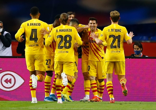 CLB Barca đang có tâm lý hưng phấn sau khi giành Copa del Rey. Ảnh: Reuters