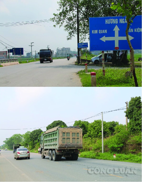 Phương tiện chở quá tải hoạt động trên tuyến ĐH10 (tuyến đường đi qua cổng trụ sở CSGT-TT huyện Thạch Thất)