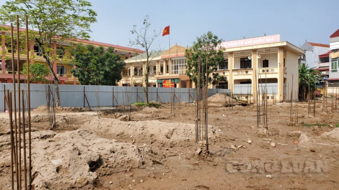Công trường thi công dự án “Xây dựng 06 phòng học và các hạng mục phụ trợ Trường THCS An Tảo”.