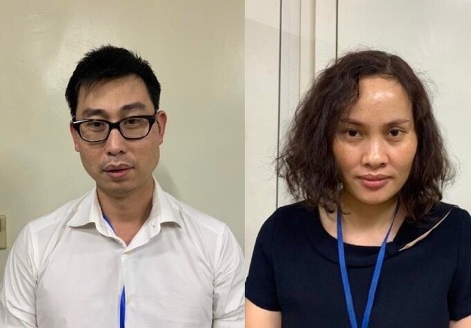 Bị can Phạm Đức Tuấn và Ngô Thị Thu Huyền.