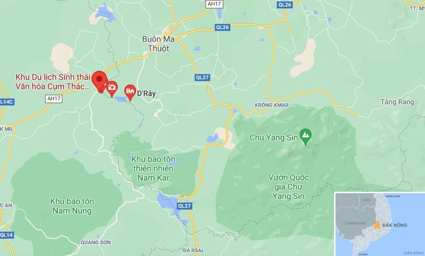 Khu vực thác Đray Sáp. Ảnh: Google Maps