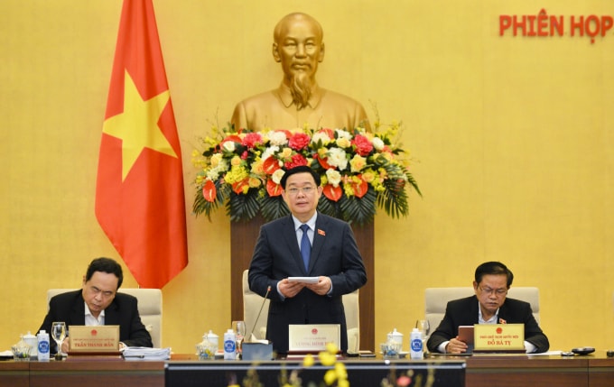 Chủ tịch Quốc hội Vương Đình Huệ phát biểu khai mạc Phiên họp thứ 55 của Ủy ban Thường vụ Quốc hội.