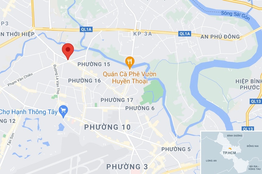 Vụ cháy xưởng gỗ xảy ra trên đường số 1, quận Gò Vấp, TP. HCM. Ảnh: Google Maps