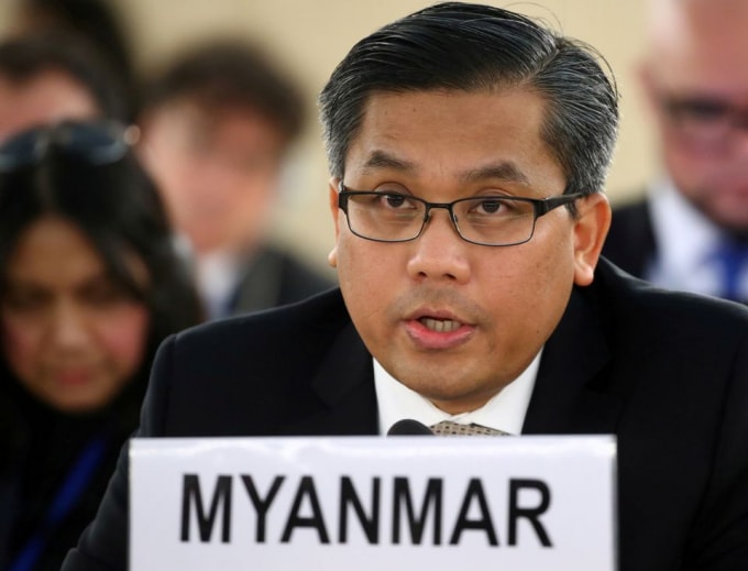 Đại sứ Myanmar tại Liên hợp quốc Kyaw Moe Tun. Ảnh: Reuters