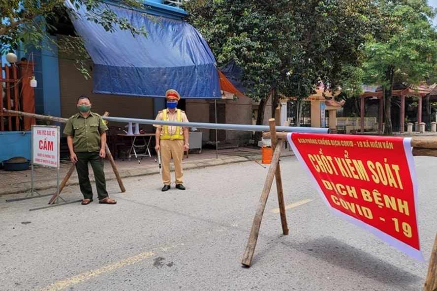 Hình ảnh chốt kiểm soát dịch bệnh COVID-19 tại Hiên Vân, Tiên Du, Bắc Ninh. Ảnh: TL